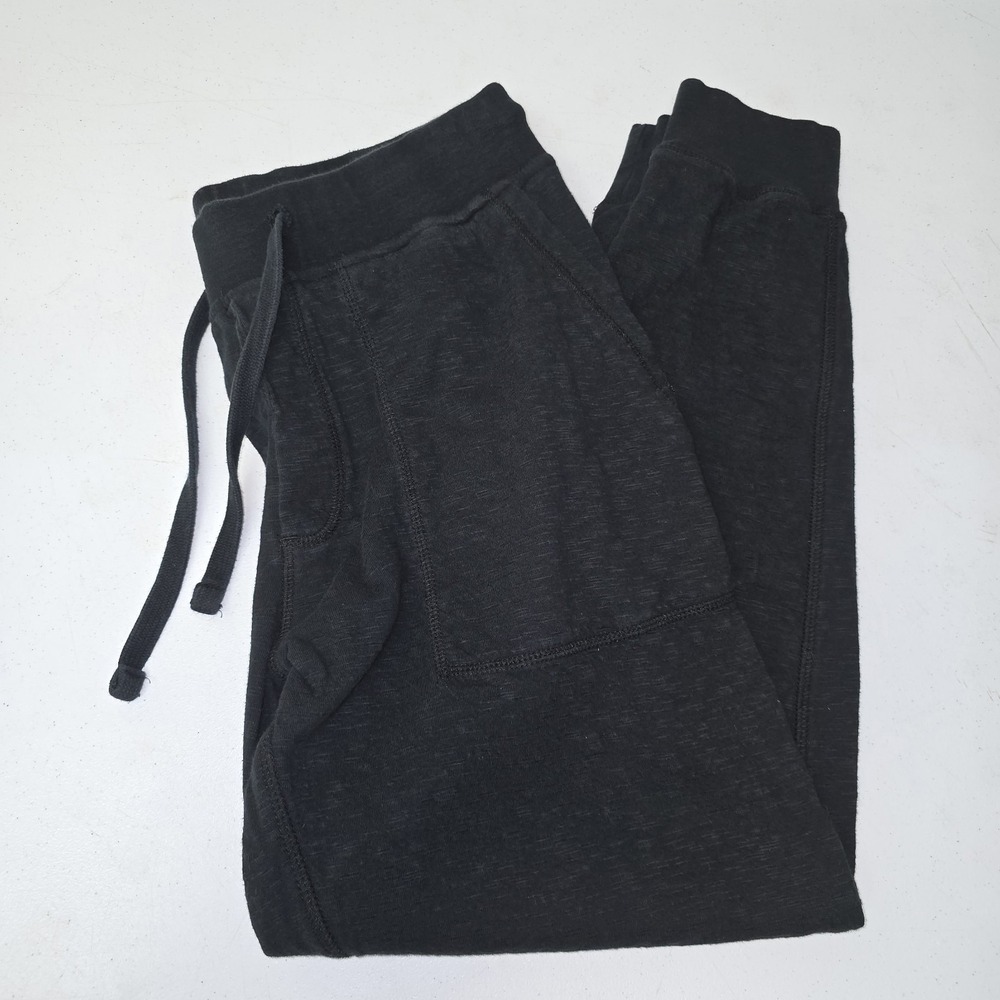 J. Crew Mens Knit Goods Jogger Sweatpants Size M Drawstring Black Pockets Cotton